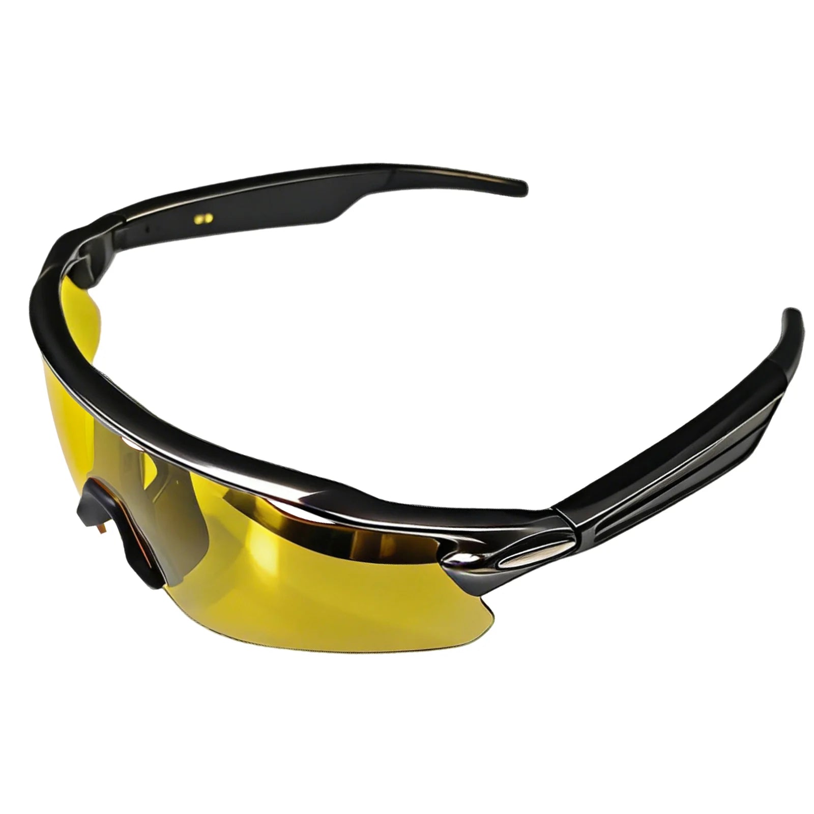 Osawalla smart audio glasses with black frame and yellow lenses